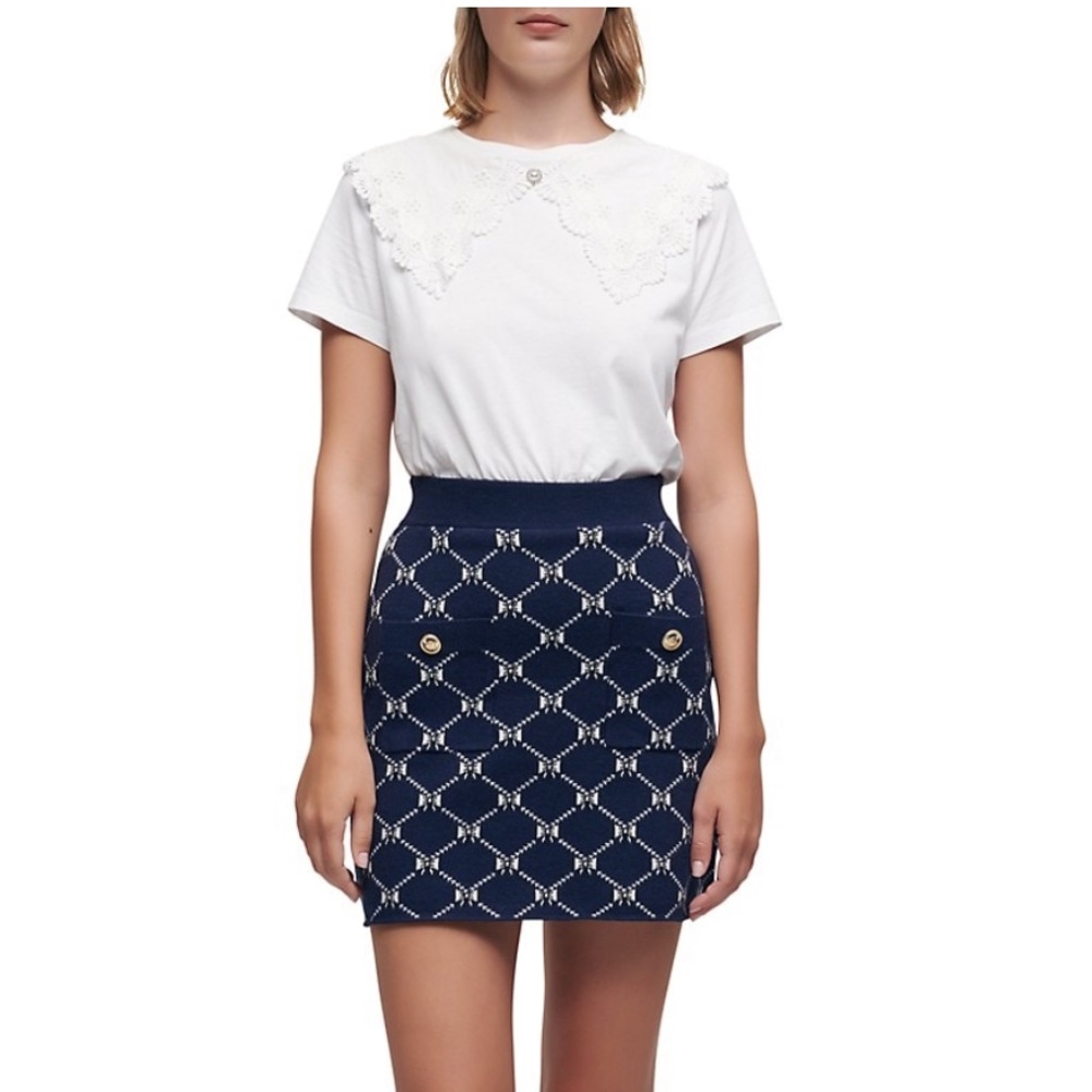 Maje jacquard knit skirt